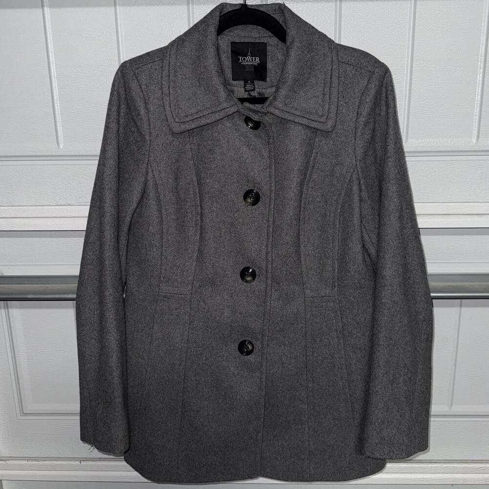 London Fog Women's Gray Wool Blend Peacoat (S)